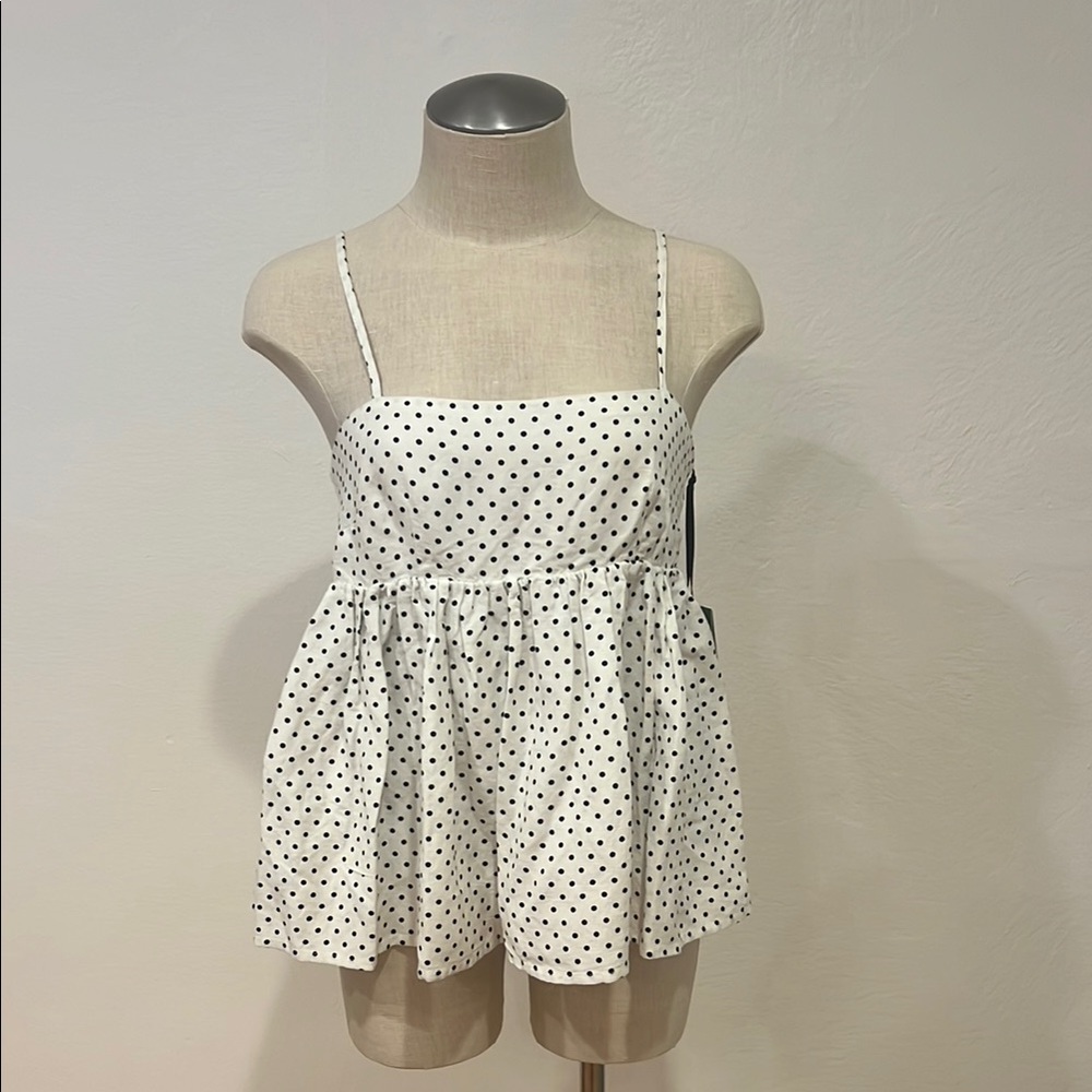 White Polka Dot Spaghetti Strap Top